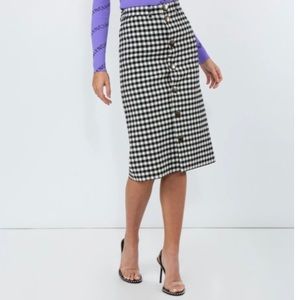 Balenciaga Vichy Gingham Pencil Skirt in Grey Size 38